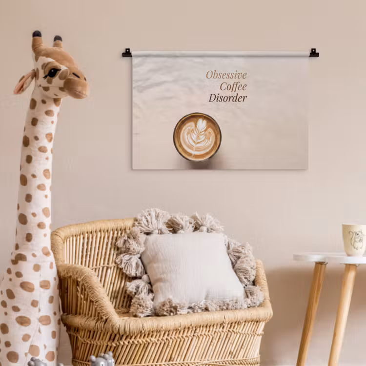Koffie - Obessive Coffee Disorder - Beige Wandkleed katoen klein -wsfeer5_kind