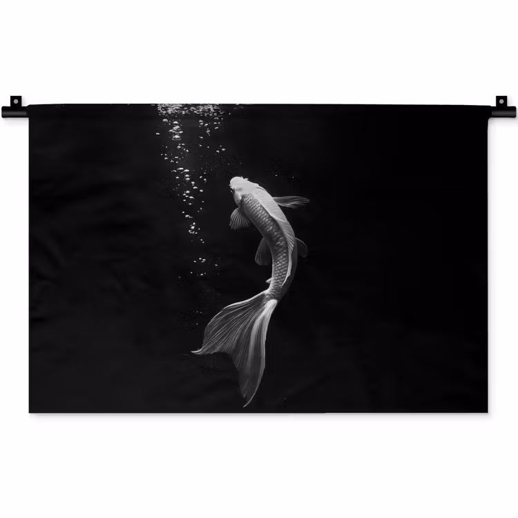 Koi - Vis - Wit - Zwart Wandkleed katoen klein -zz3d