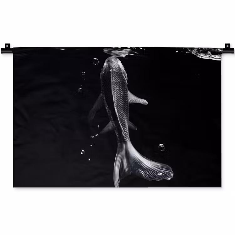 Koi - Vissen - Water - Zwart Wandkleed katoen klein -zz3d