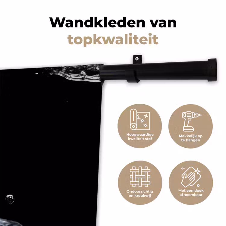Koi - Vissen - Water - Zwart Wandkleed katoen klein -sfeer2