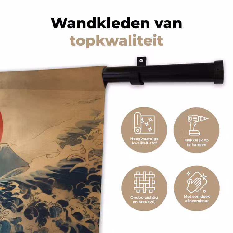 Koi - Zee - Golven - Zon Wandkleed katoen klein -sfeer2
