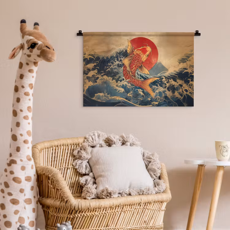 Koi - Zee - Golven - Zon Wandkleed katoen klein -wsfeer5_kind