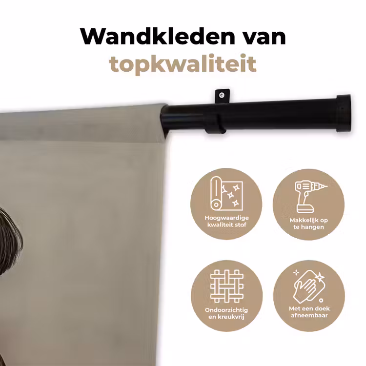 Kokskleding - Zwart - Hondje Wandkleed katoen klein -sfeer2