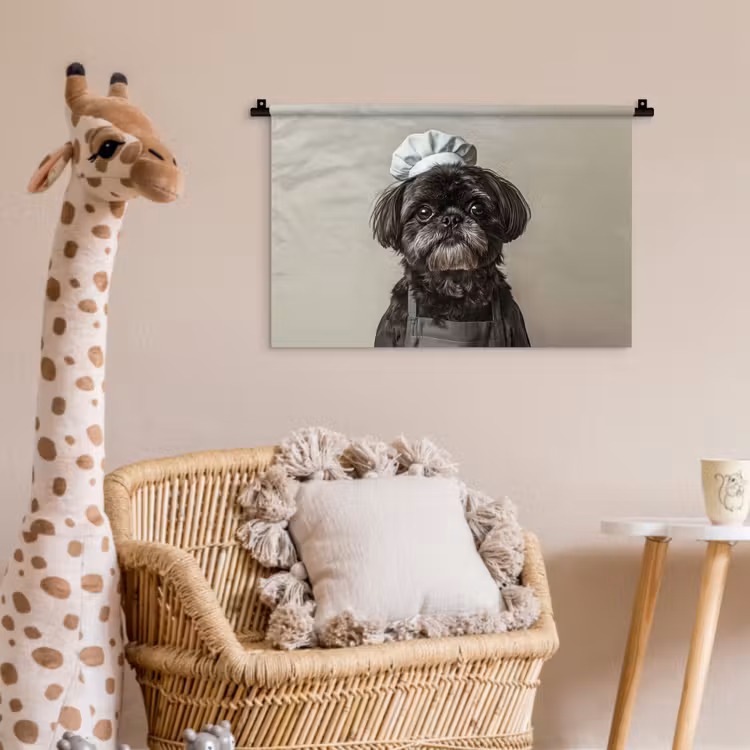 Kokskleding - Zwart - Hondje Wandkleed katoen klein -wsfeer5_kind