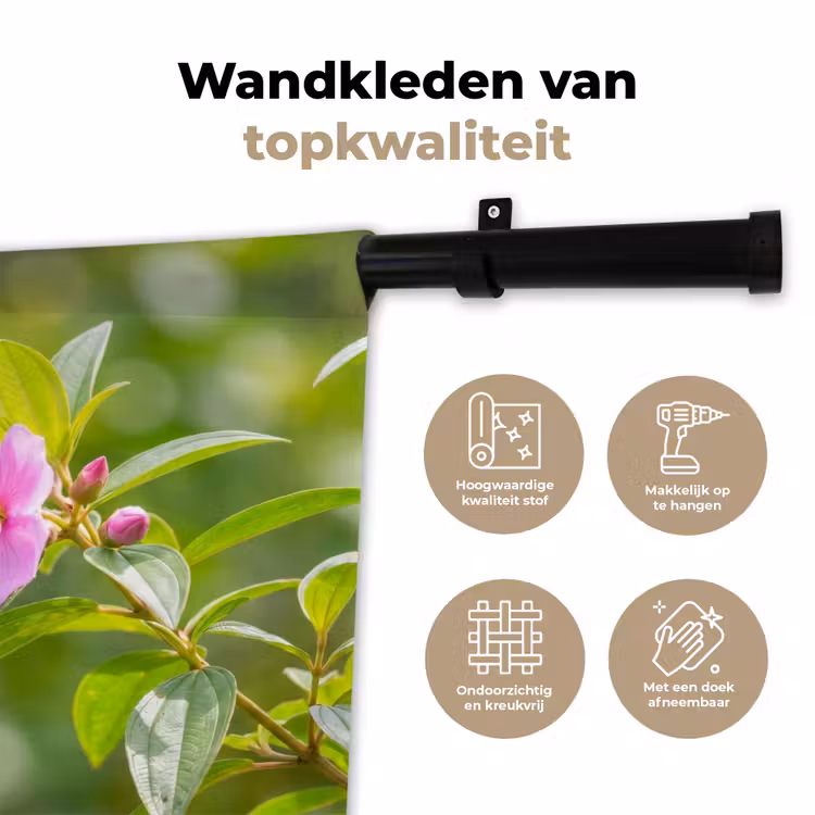 Kolibrie - Bloem - Natuur - Groen Wandkleed katoen klein -sfeer2