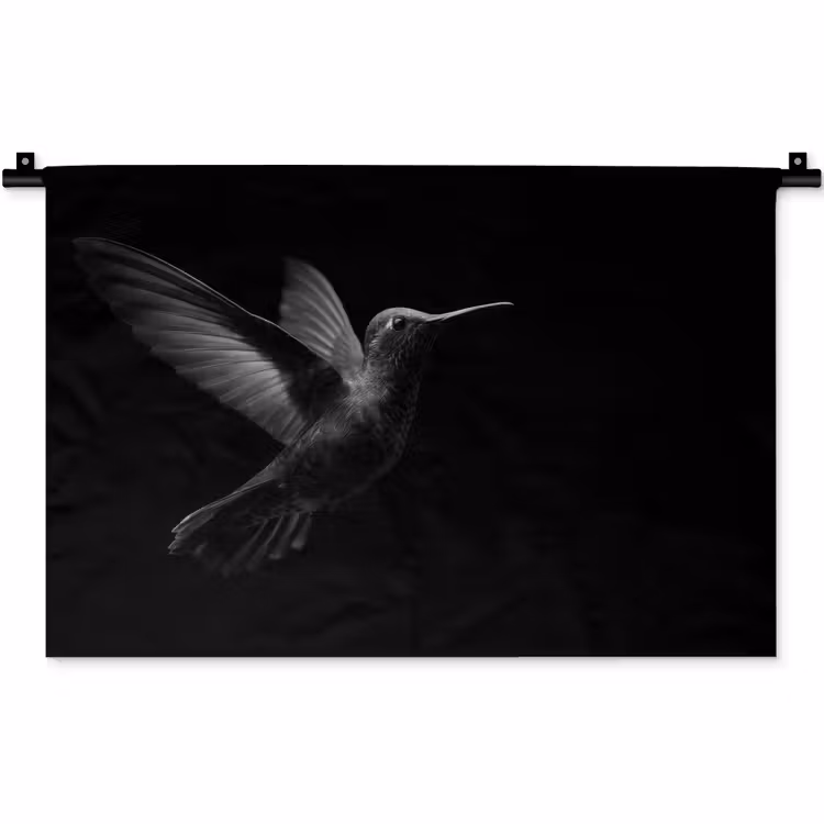 Kolibrie - Zwart - Dieren Wandkleed katoen klein -zz3d