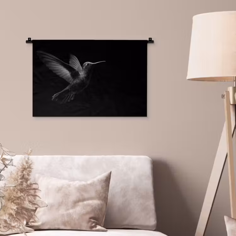 Kolibrie - Zwart - Dieren Wandkleed katoen klein -sfeer4