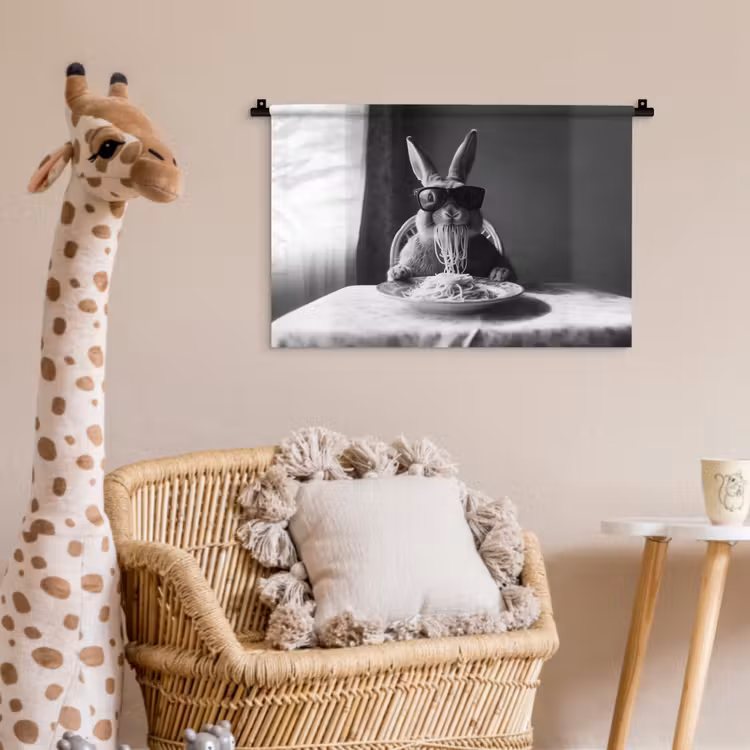 Konijn - Bunny - Zonnebril - Tafelkleed - Pasta - Schattig Wandkleed katoen klein -wsfeer5_kind