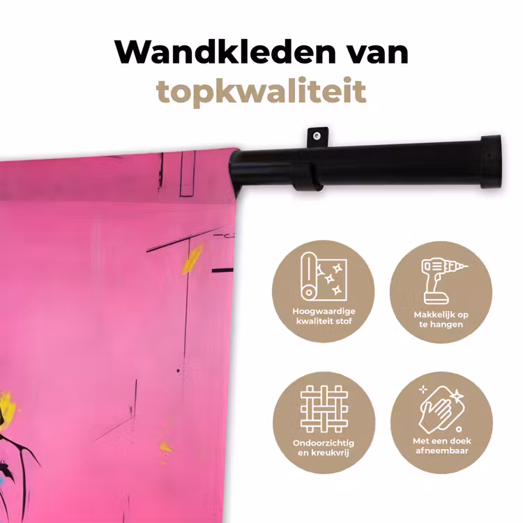 Konijn - Felroze - Sjaal - Abstract Wandkleed katoen klein -sfeer2