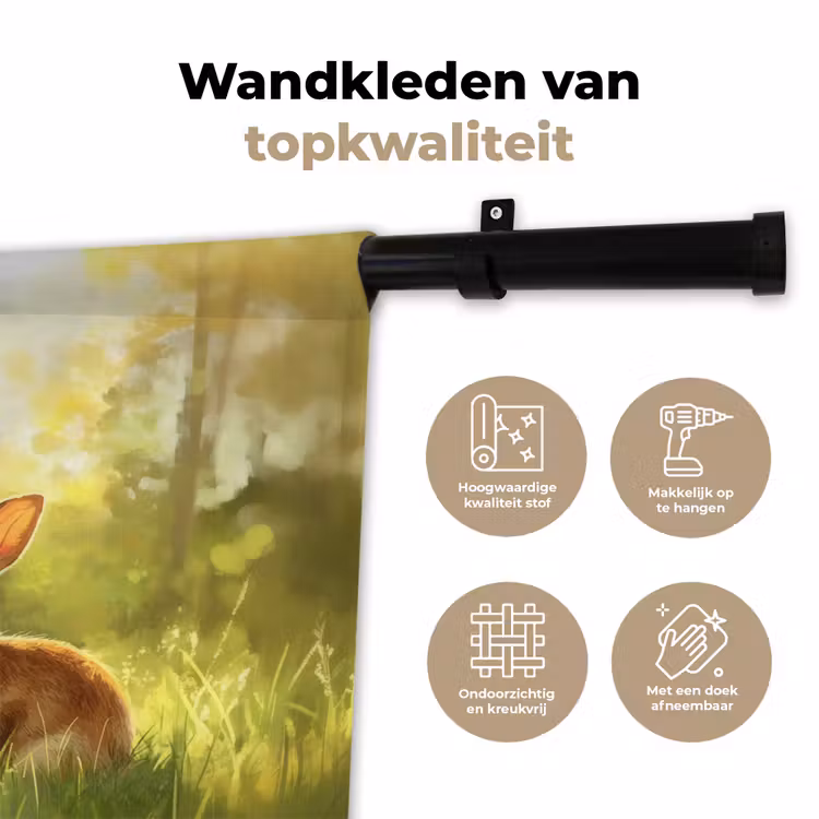 Konijn - Zonlicht - Bos Wandkleed katoen klein -sfeer2
