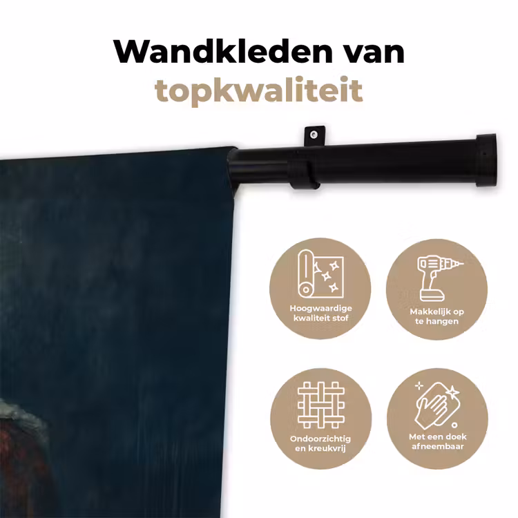 Koning - Portret - Druipende gele verf Wandkleed katoen klein -sfeer2