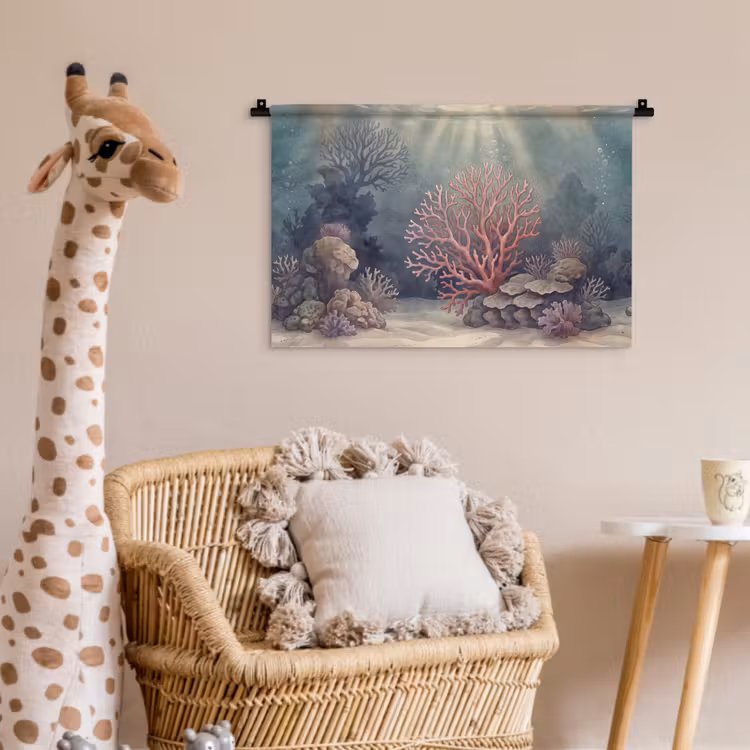 Koraal - Onderwater - Natuur - Roze Wandkleed katoen klein -wsfeer5_kind