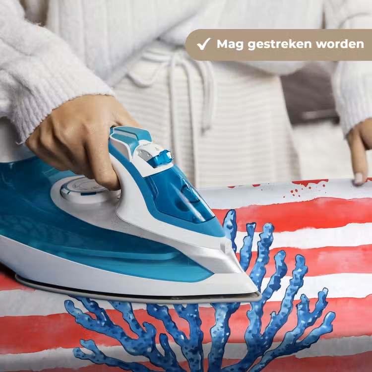Koraal - Verfstructuur - Rood - Blauw Wandkleed katoen klein -sfeer9