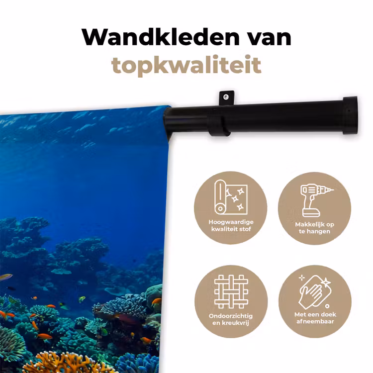 Koraal - Vissen - Oceaan - Natuur - Kleurrijk Wandkleed katoen klein -sfeer2