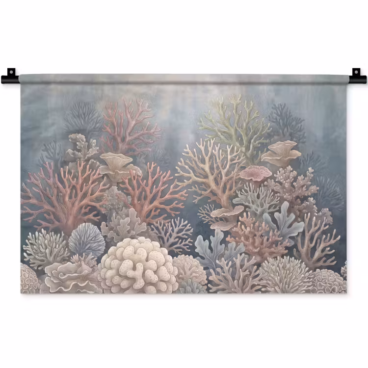 Koraal - Zeeleven - Onderwater - Illustratie - Natuur Wandkleed katoen klein -zz3d