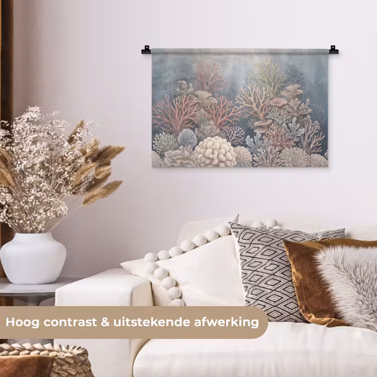 Koraal - Zeeleven - Onderwater - Illustratie - Natuur Wandkleed katoen klein -sfeer1