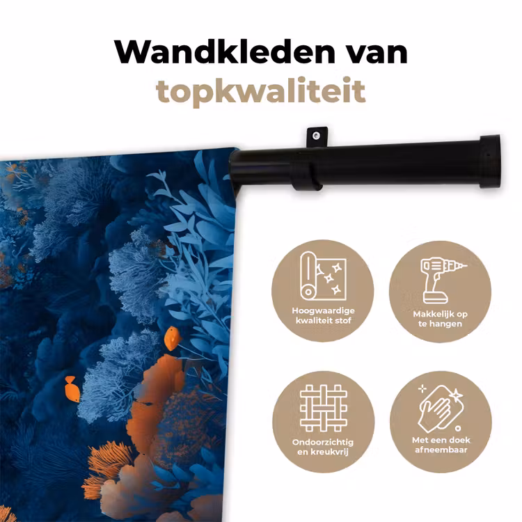 Koraalrif - Vissen - Oceaan - Blauw Wandkleed katoen klein -sfeer2