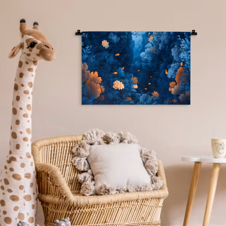 Koraalrif - Vissen - Oceaan - Blauw Wandkleed katoen klein -wsfeer5_kind