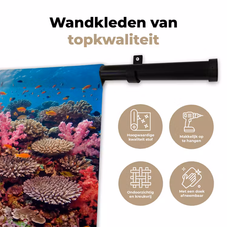 Koraalrif - Vissen - Onderwater - Tropisch - Rood Wandkleed katoen klein -sfeer2