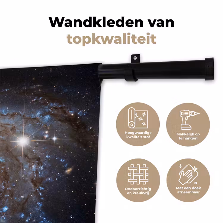 Kosmos - Sterrenstelsel - Donker Wandkleed katoen klein -sfeer2
