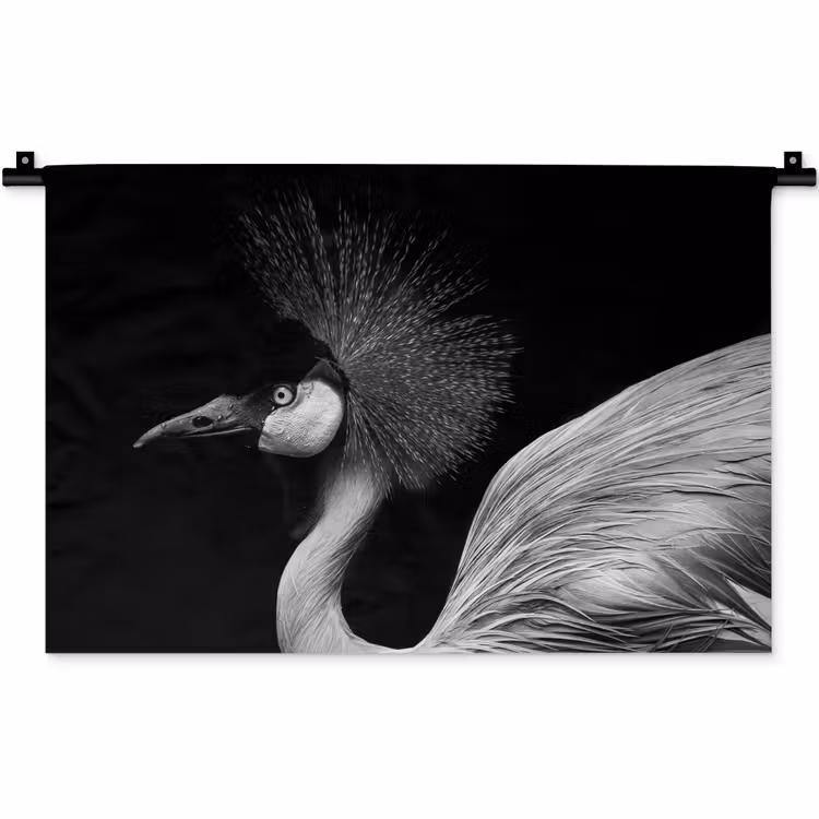 Kraanvogel - Zwart - Wit - Vogel - Dieren Wandkleed katoen klein -zz3d
