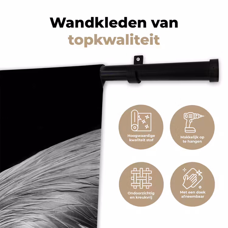Kraanvogel - Zwart - Wit - Vogel - Dieren Wandkleed katoen klein -sfeer2