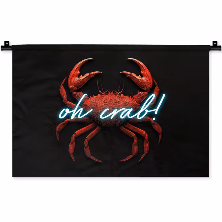 Krab - Rood - Neon - Quote Wandkleed katoen klein -zz3d