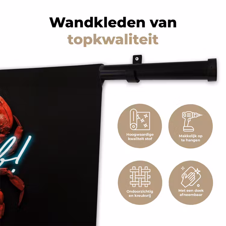 Krab - Rood - Neon - Quote Wandkleed katoen klein -sfeer2