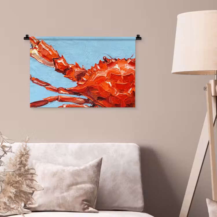 Krab - Zee - Dieren - Abstract - Rood Wandkleed katoen klein -sfeer4