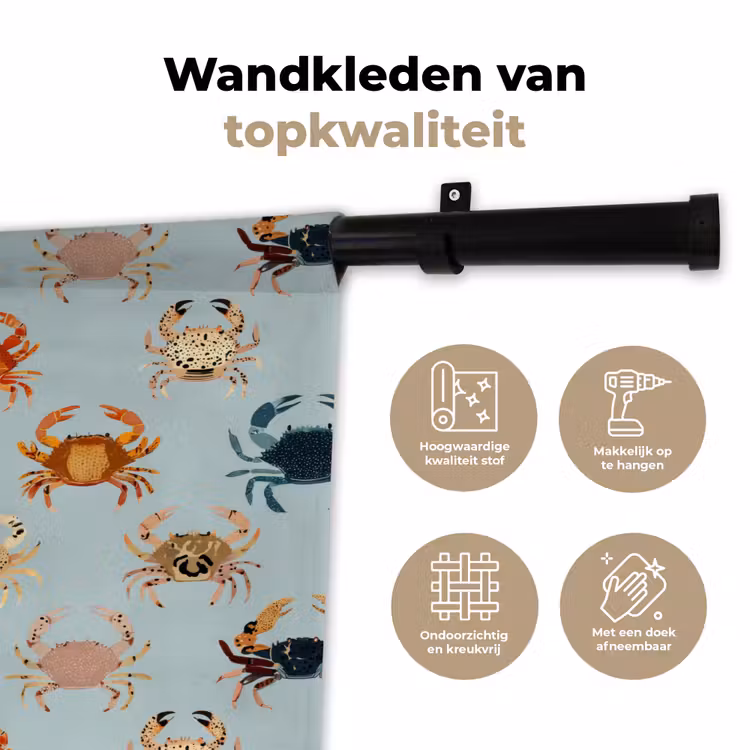Krabben - Speels - Kleurrijk Wandkleed katoen klein 269 -sfeer2