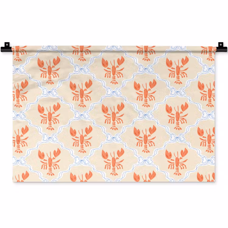 Zee - Kreeft - Blauw - Geel - Oranje Wandkleed katoen klein 269 -zz3d