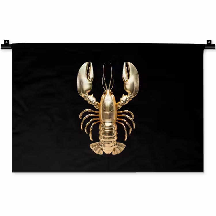 Kreeft - Goud - Textuur - Zwart Wandkleed katoen klein -zz3d