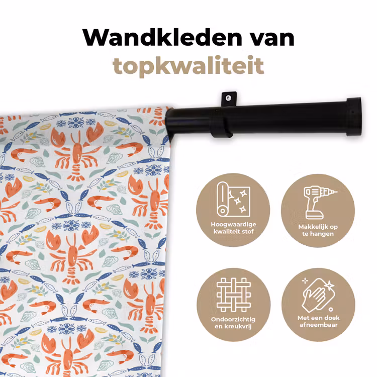Sfeer - Oranje - Blauw - Groen Wandkleed katoen klein 269 -sfeer2