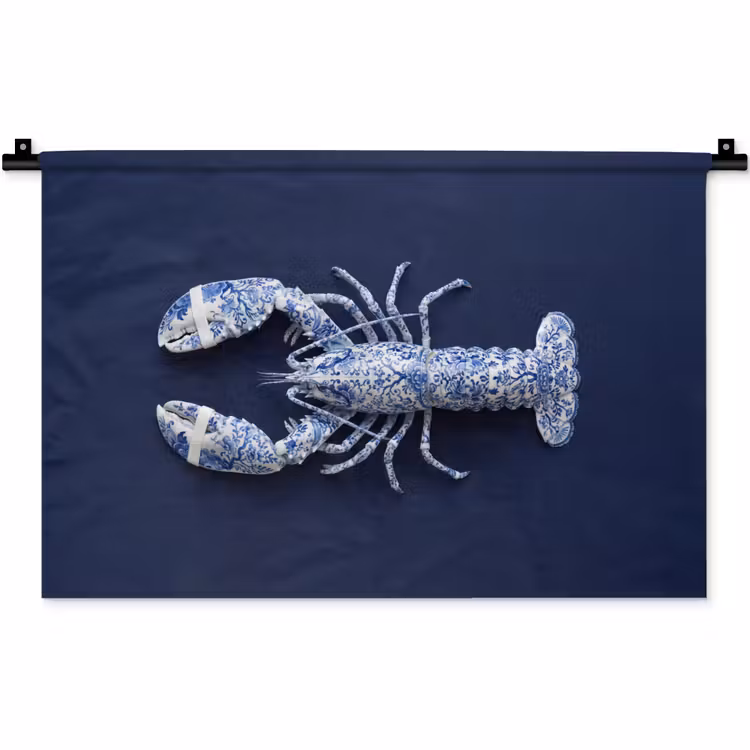 Kreeft - Porselein - Delfts - Blauw Wandkleed katoen klein -zz3d