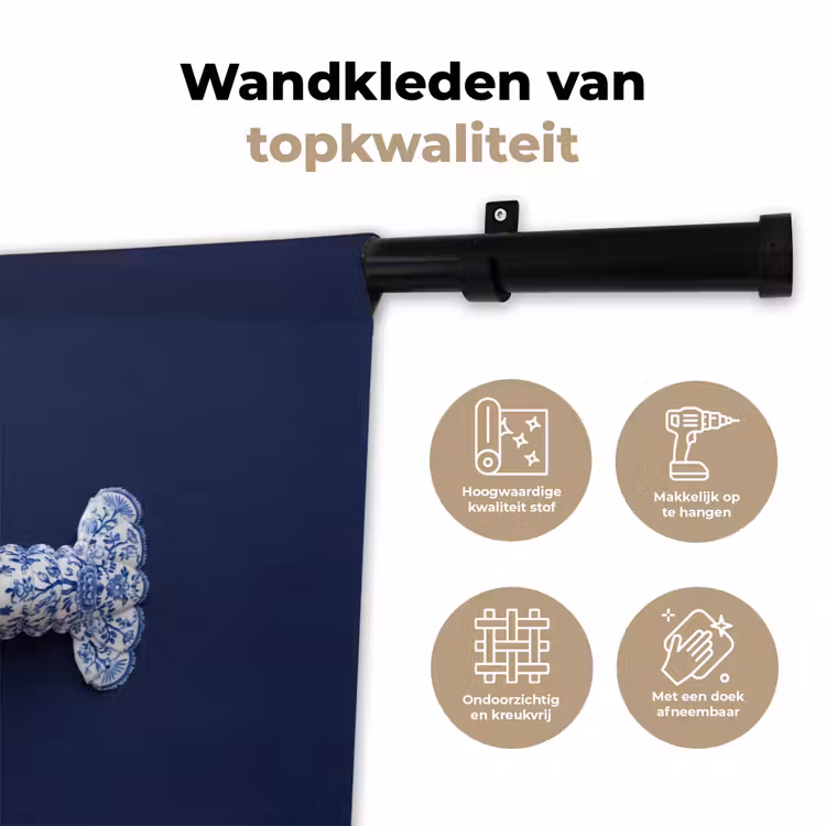 Kreeft - Porselein - Delfts - Blauw Wandkleed katoen klein -sfeer2