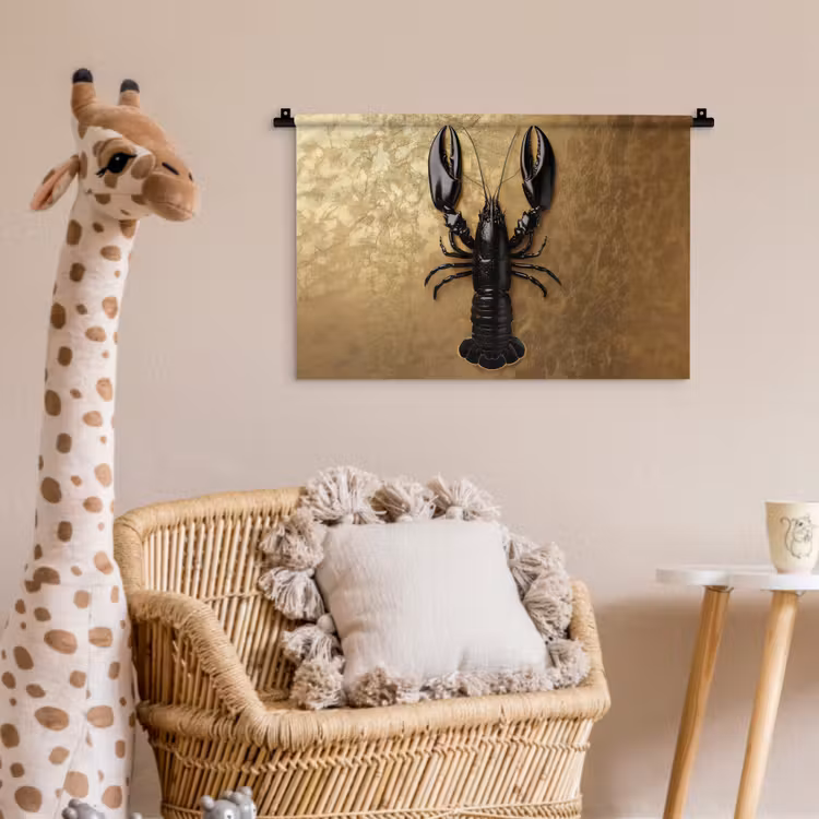 Kreeft - Zwart - Goud - Luxe Wandkleed katoen klein -wsfeer5_kind
