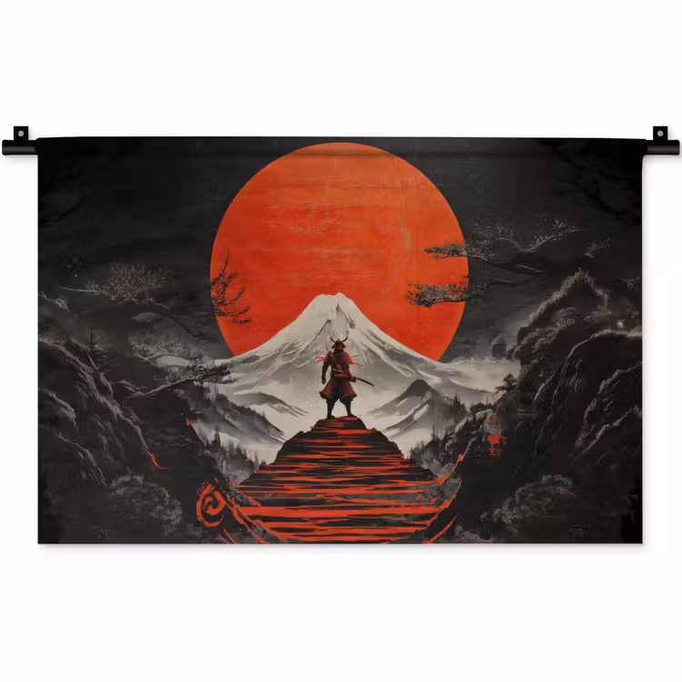 Krijger - Rode trappen - Zon - Berg Wandkleed katoen klein -zz3d