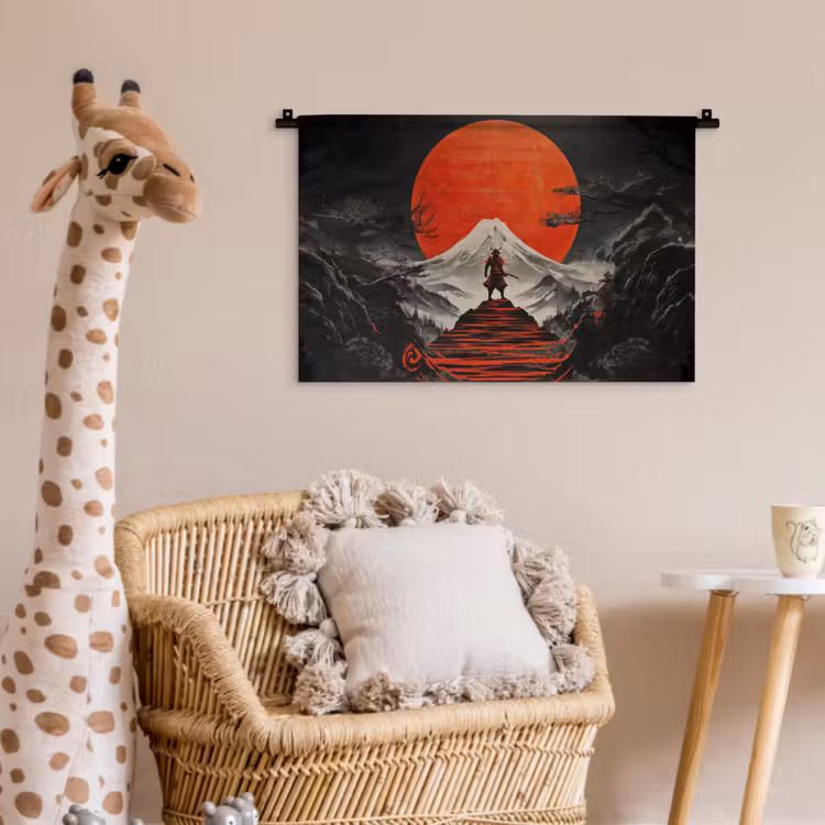 Krijger - Rode trappen - Zon - Berg Wandkleed katoen klein -wsfeer5_kind