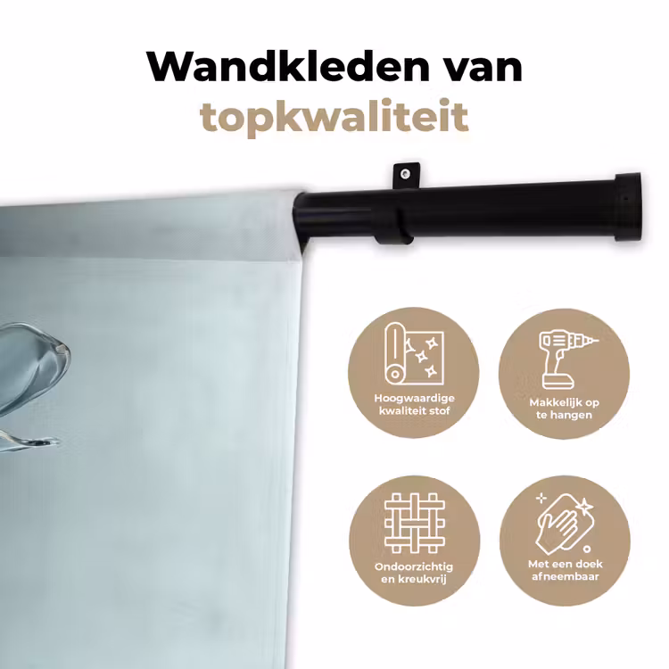 Kristal - Bloemen - Grijs Wandkleed katoen klein -sfeer2