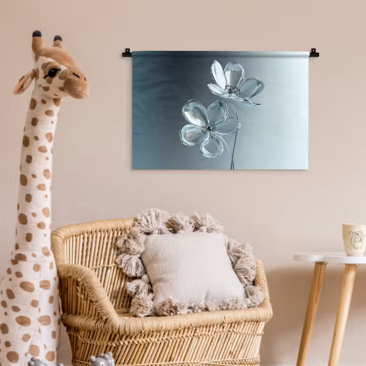 Kristal - Bloemen - Grijs Wandkleed katoen klein -wsfeer5_kind