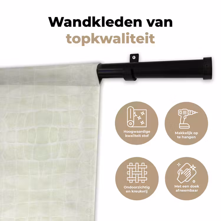 Krokodil - Leer - Ivoorwit Wandkleed katoen klein 269 -sfeer2