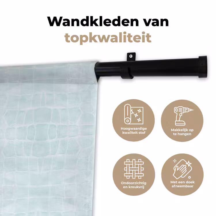 Krokodil - Leer - Mint - Groen Wandkleed katoen klein 269 -sfeer2