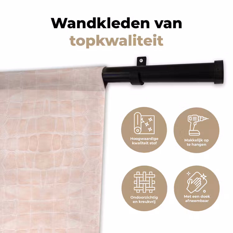 Krokodil - Leer - Zacht - Roze Wandkleed katoen klein 269 -sfeer2