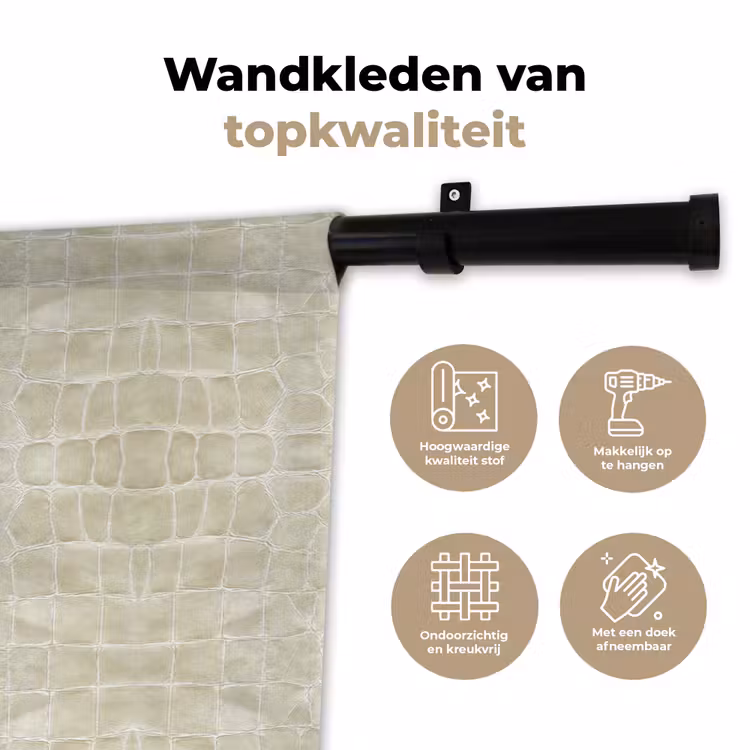 Krokodil - Leer - Zand - Beige Wandkleed katoen klein 269 -sfeer2