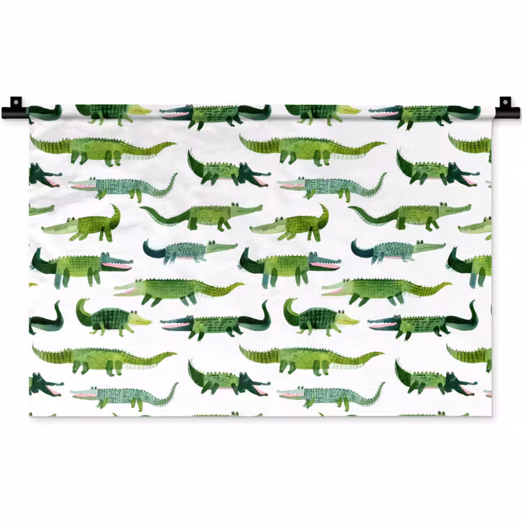 krokodillen - Speels - Groen Wandkleed katoen klein 269 -zz3d