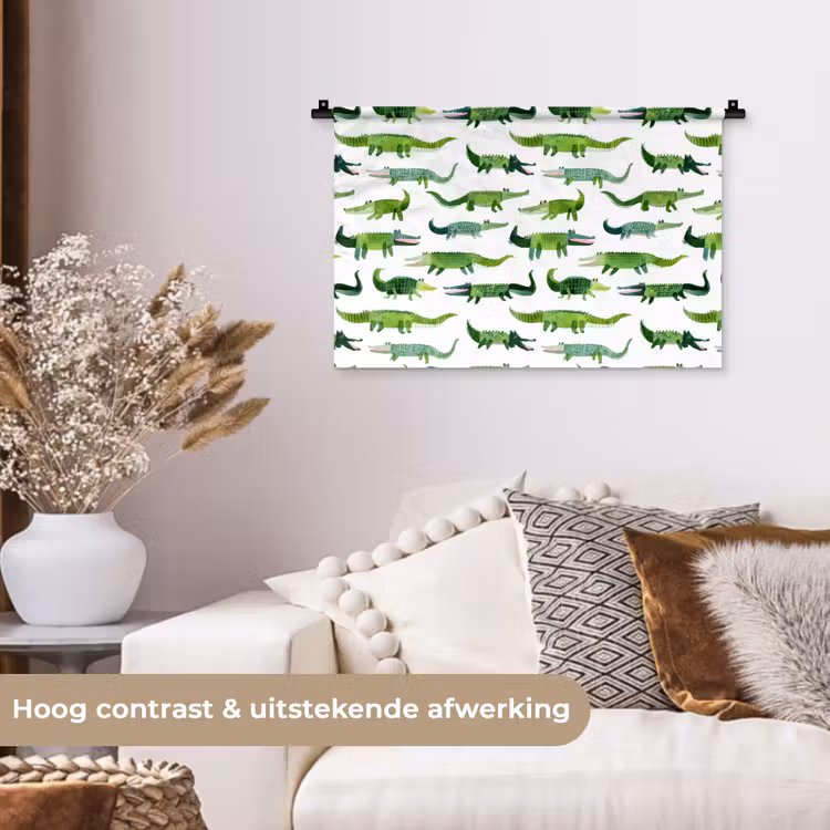 krokodillen - Speels - Groen Wandkleed katoen klein 269 -sfeer1