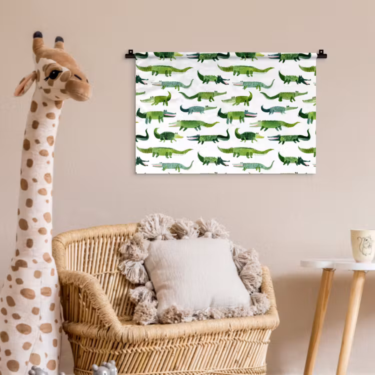 krokodillen - Speels - Groen Wandkleed katoen klein 269 -wsfeer5_kind