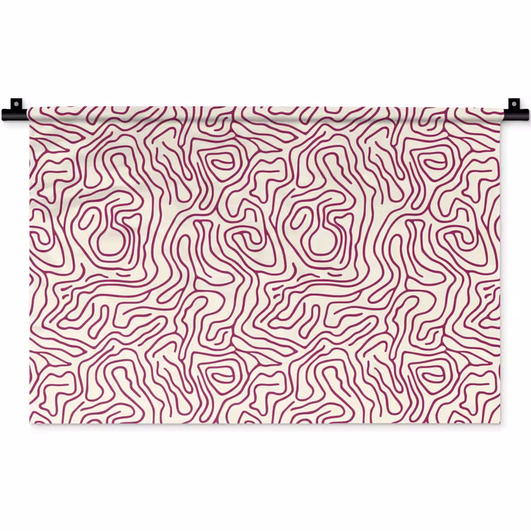 Kronkelende lijn - Magenta - Crème Wandkleed katoen klein 269 -zz3d