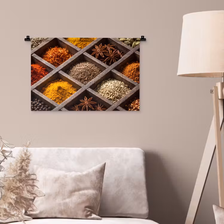 Wandkleed - Kruiden - Houten - Eten - Kruiden - Houten - Eten Wandkleed katoen klein