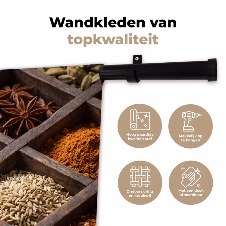 Wandkleed - Kruiden - Houten - Eten - Kruiden - Houten - Eten Wandkleed katoen klein